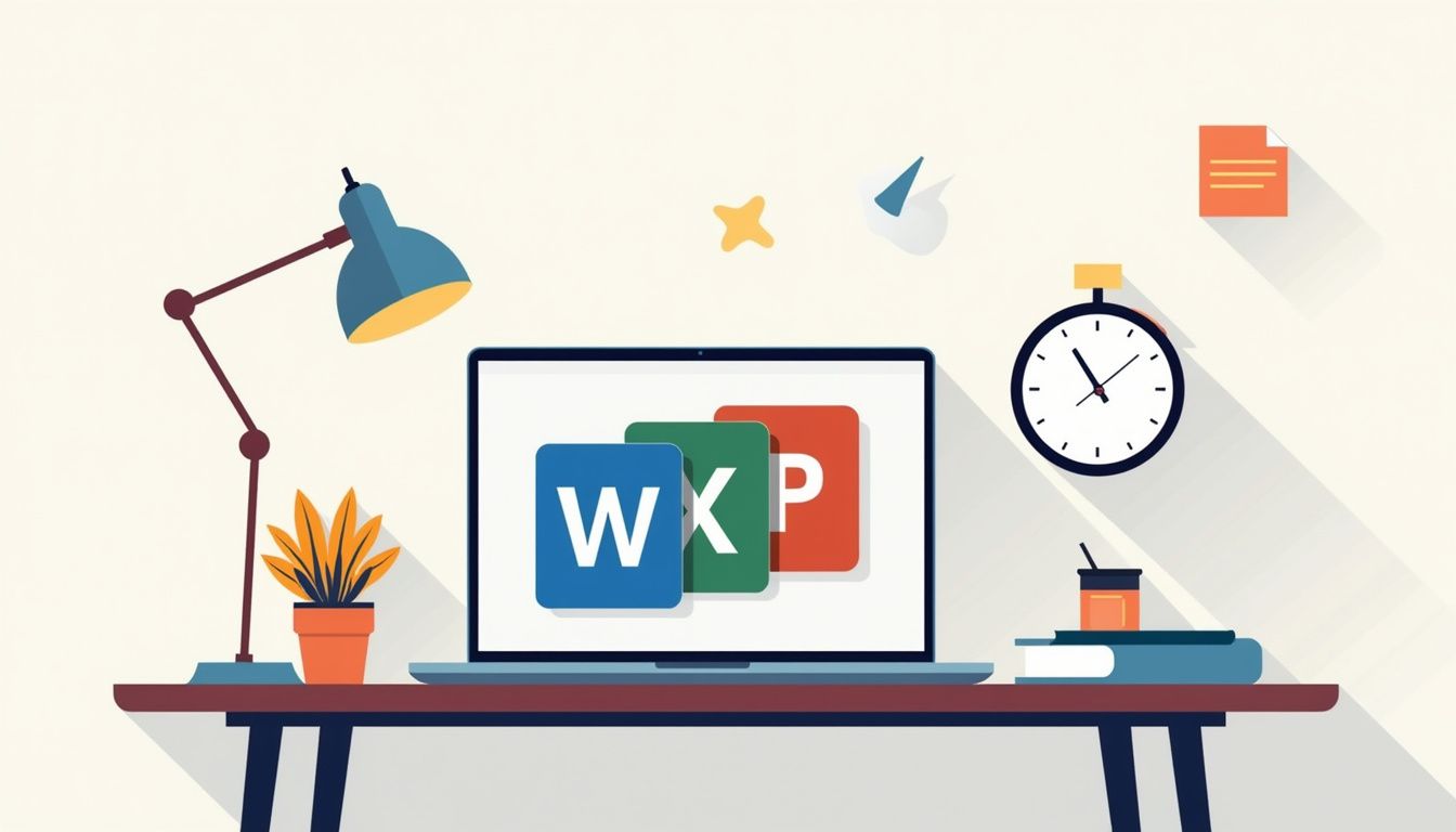 Minimalistische vectorillustratie van een moderne thuiswerkplek met een laptop.